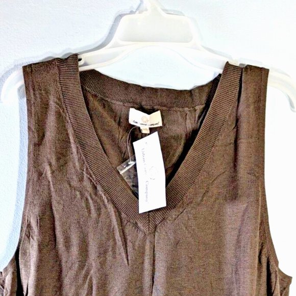 URBAN Cotton Company Woman’s Knit Sweater Shell Top Vest Brown Sleeveles… - Picture 3 of 9